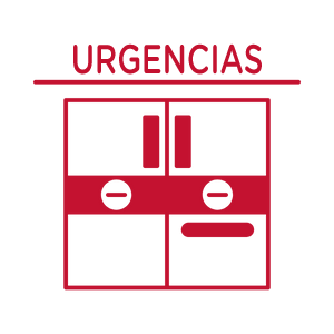 Dibujo lineal de puertas de una sala de emergencia