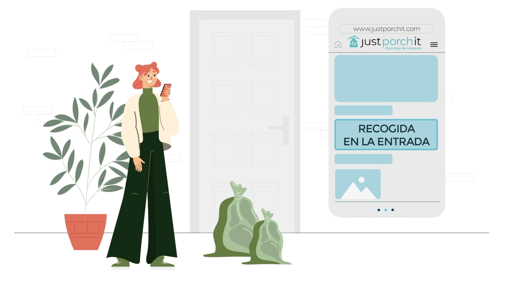 Niña prepara bolsas de ropa donada en el porche